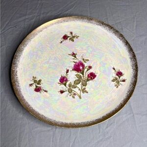 Vintage Japanese Lusterware Gold Trimmed with Roses Dinner Plate 10.5”